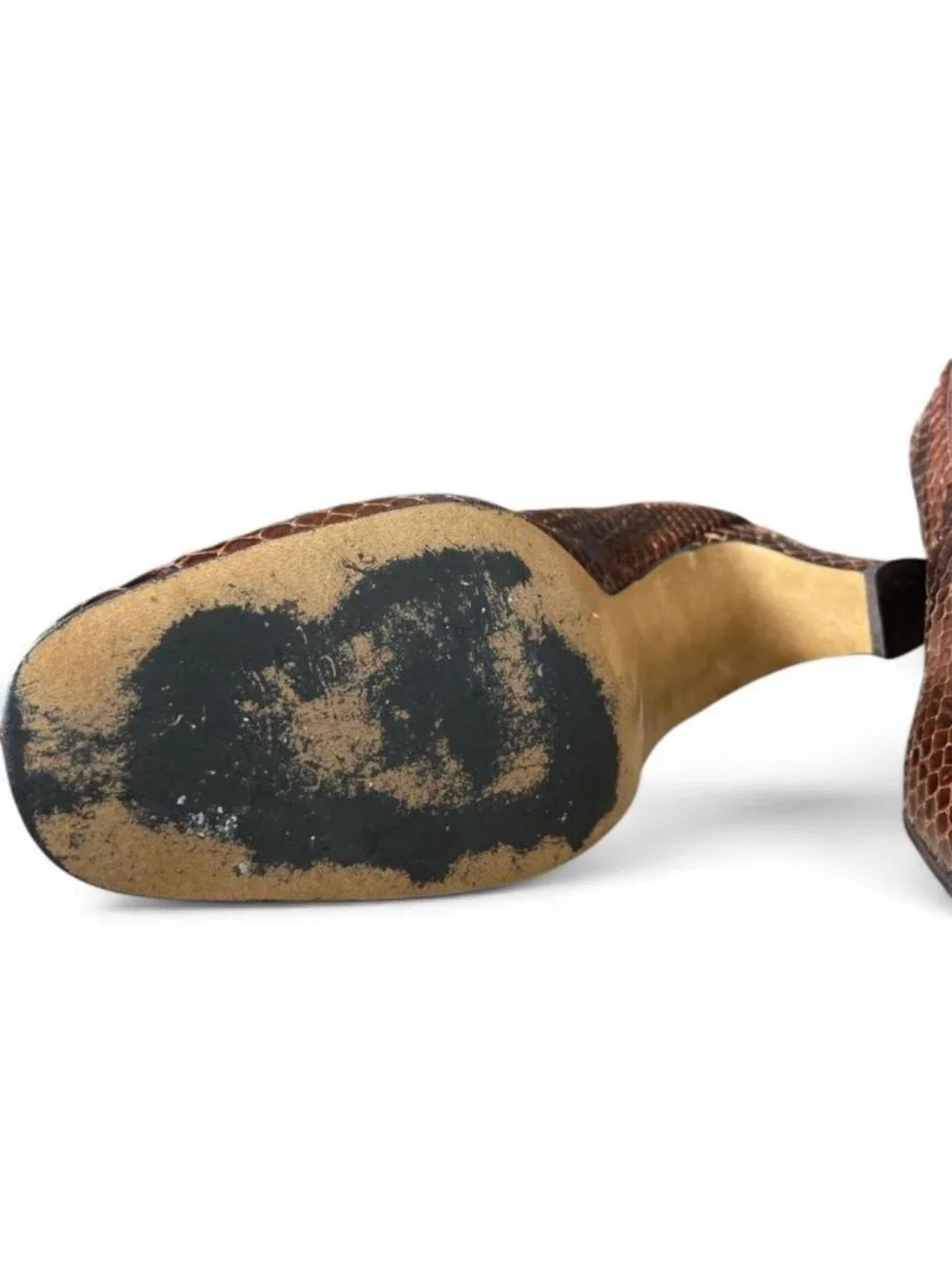 Vintage Fiesta of Norwich Real Snakeskin Heels Pumps Brown Size UK 6.5
